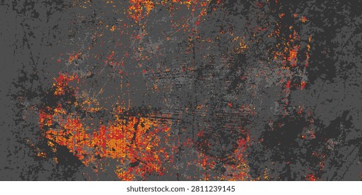 Modern Halloween background: dark red, orange, and yellow walls. Scary background. Horror concrete cement texture. eps 10