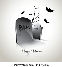 Modern Halloween background with gravestones and bats