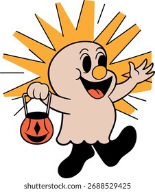 Modern halloween ghost flat mascot artwork for holiday decor