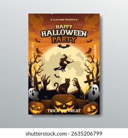 modern halloween party poster celebration template design