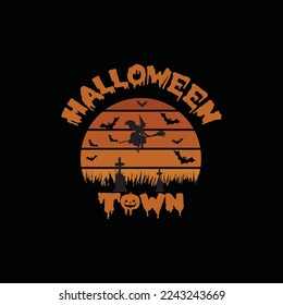 Modern halloween town t shirt design vector