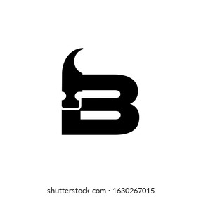 Modern hammer Initial logo black B