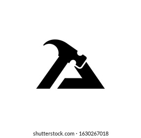 Modern hammer Initial logo black A