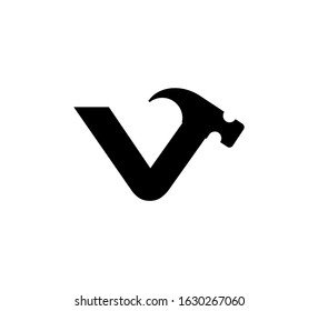 Modern hammer Initial logo black V