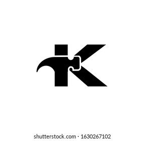 Modern hammer Initial logo black K