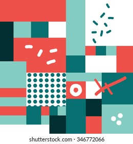 Modern hand draw colorful abstract seamless pattern with geometrical shapes Vector illustration.