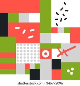 Modern hand draw colorful abstract seamless pattern with geometrical shapes Vector illustration.