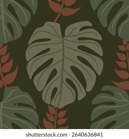 Modern Hand draw floral pattern. Leaves and flowers on a green background. Colorful cover. Design for card, invitation, book, info banner frame, title sheet, presentation, wrapping, printing on fabric