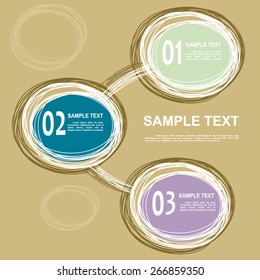 modern hand draw form circle infographic as 3 subject element