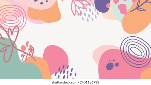 Moderno dibujo a mano de varias formas y objetos de doodle fondo abstracto. Ilustración contemporánea del vector moderna