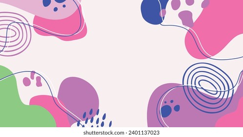 Modern hand drawing various shapes and doodle objects abstract background. Trendy modern contemporary vector illustration