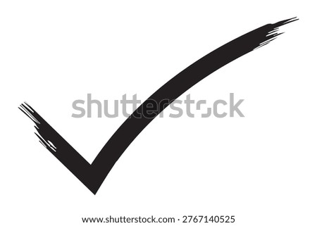 Modern hand drawn brush approved tick mark sign icon complete and agree symbol vector illustration