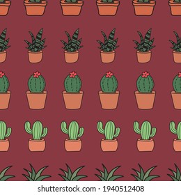 Modern hand drawn cacti. These cute cactus drawings are great for packaging and fabric. 