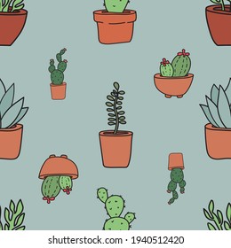 Modern hand drawn cacti. These cute cactus drawings are great for packaging and fabric. 