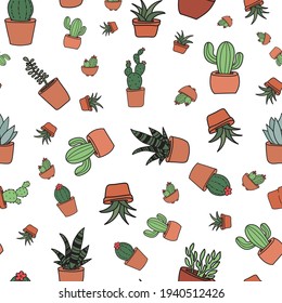 Modern hand drawn cacti. These cute cactus drawings are great for packaging and fabric. 
