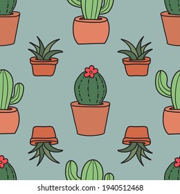 Cactus dibujados a mano. Estos bonitos dibujos de cactus son excelentes para el embalaje y la tela. 