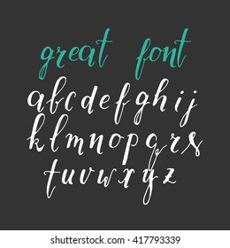 Modern Hand Drawn Calligraphic Font. Vector Illustration