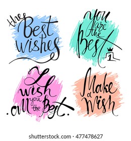 Modern hand drawn calligraphy. Typography poster designs. Lettering for print and posters. Set of greeting cards with calligraphy.