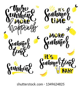 Modern hand drawn elements for Summer calligraphic designs. Inspirational phrase for summer holidays. EPS 10