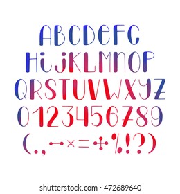 Modern hand drawn font. Isolated alphabet on background. Vector illustration.