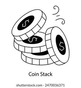 Modern hand drawn icon of coin stack 