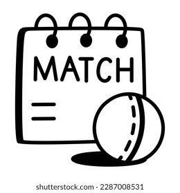 Modern hand drawn icon of cricket schedule 