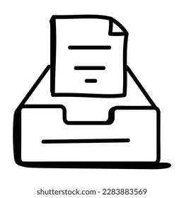 Un moderno icono a mano de cajón de archivos con la función de descarga 