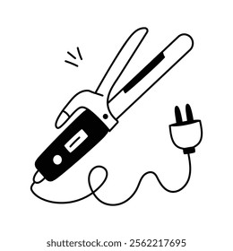 Modern hand drawn icon of hair curler, editable vector