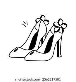 Modern hand drawn icon of high heel, ready to use vector