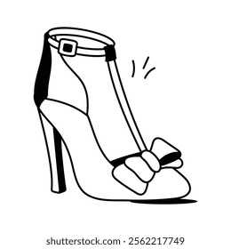 Modern hand drawn icon of high heel, ready to use vector