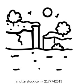 Modern hand drawn icon of a landscape 

