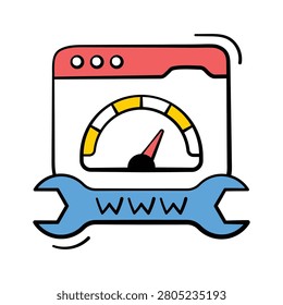 A modern hand drawn icon representing website speed optimization concept.