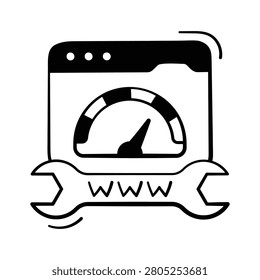 A modern hand drawn icon representing website speed optimization concept.
