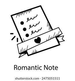 Modern hand drawn icon of romantic note 