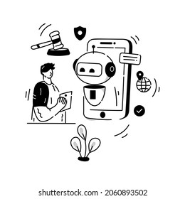 A modern hand drawn illustration of ai law 