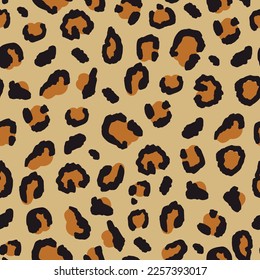 Modern Hand Drawn Leopard Skin Animal Print Seamless Pattern