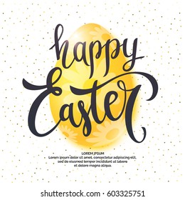 Modern hand drawn lettering Happy Easter. Handwritten inscriptions for layout and template. Vector illustration