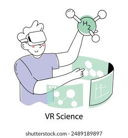 Modern hand drawn mini illustration of vr science 