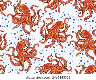 Modern Hand drawn octopus vector seamless pattern illustration . Design for fashion , fabric, textile, wallpaper , wrapping and all prints 
