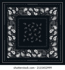 Modern hand drawn paisley ornament scarf print. Abstract trendy ethnic style. Fashionable vector template for your design. 