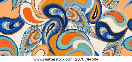 Modern hand drawn paisley ornament pattern. Abstract trendy ethnic style. Fashionable vector template for your design. 