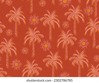 Modern Hand drawn Palm tree seamless pattern illustration , Design for fashion , fabric, textile, wallpaper, cover, web , wrapping and all prints 