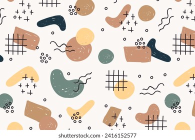Modern hand drawn plant leaf and tropical shape pattern. Pastel color doodle bundle for fashion design, summer season or natural concept.