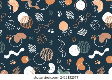 Modern hand drawn plant leaf and tropical shape pattern. Pastel color doodle bundle for fashion design, summer season or natural concept.