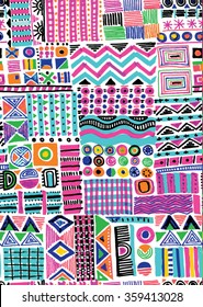 Modern hand drawn seamless pattern. Vector illustration.
