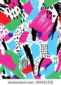 Modern hand drawn seamless pattern. Vector illustration.
