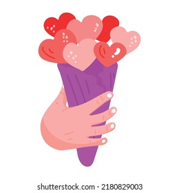 Modern hand drawn sticker of valentine cone 