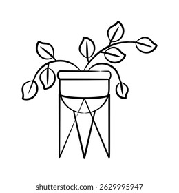 Modern hand drawn style icon showing decorative plant stand