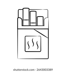 Um moderno ícone de estilo desenhado à mão do maço de cigarros