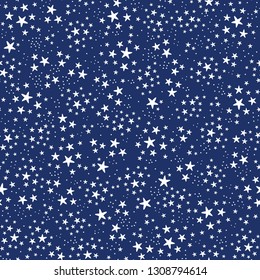 modern hand drawn style seamless pattern of stars on blue background